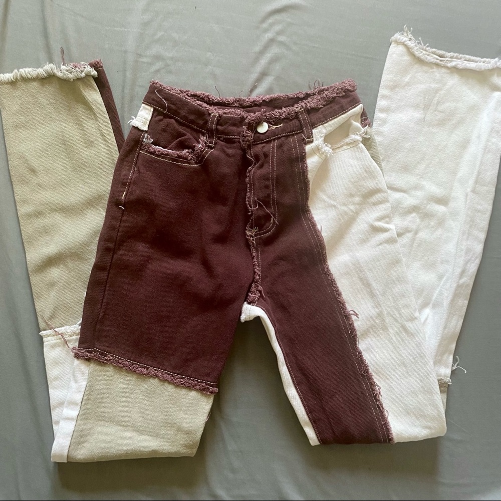 Shein High Waisted Patchwork Jeans